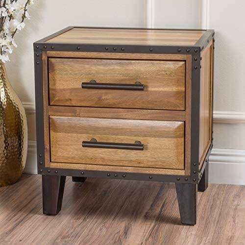 Natural Stained Acacia Wood Two Drawer Night Stand S994