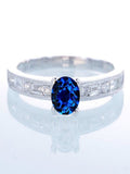 1.5 Carat Round Cut Blue Sapphire And Diamond Moissanite Engagement Ring On 10K White Gold U2692