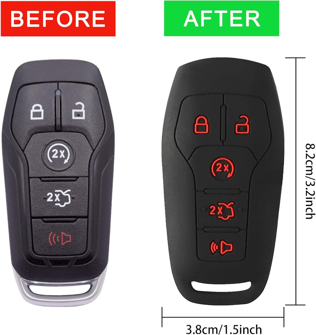 2Pcs Silicone Smart Key Fobs Remote Covers Case (Black) D66830