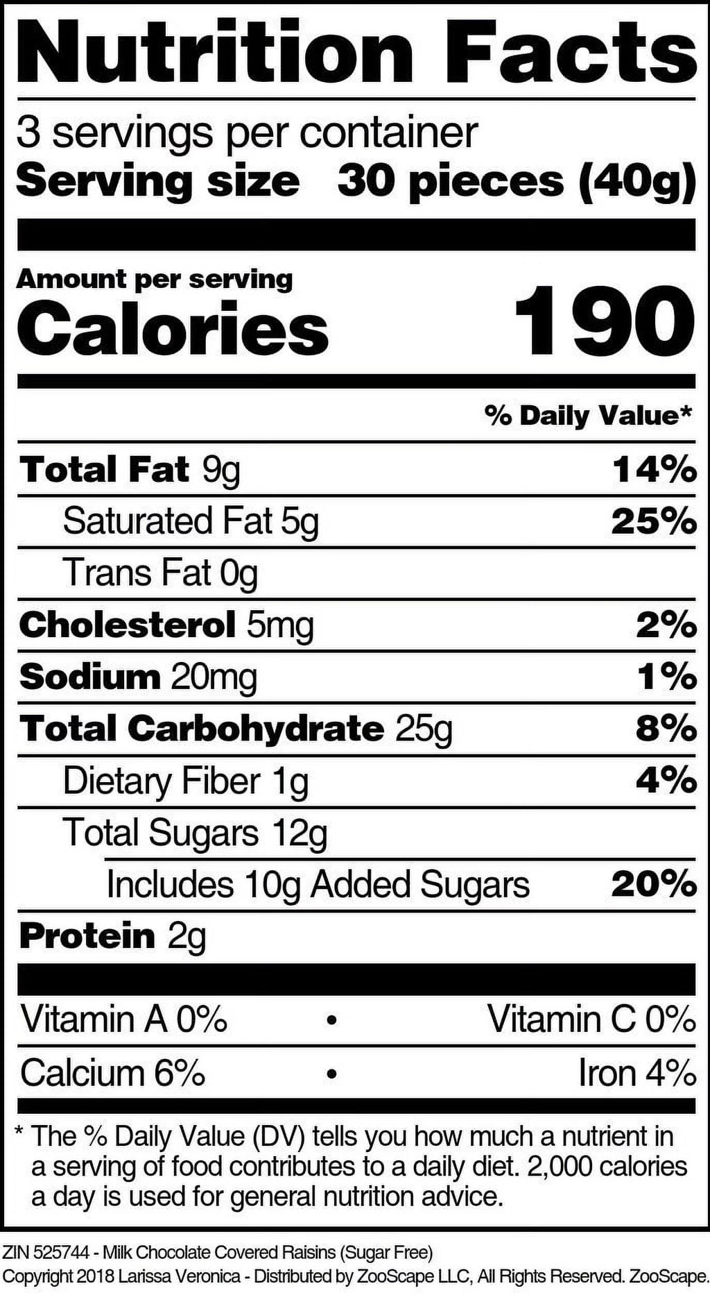 Sugar Free Milk Chocolate Covered Raisins 4 oz 3-Pack L816873