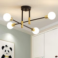 Black and Gold Semi Flush Mount Chandelier B39109