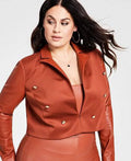 Plus Size Faux Leather Cropped Blazer D938