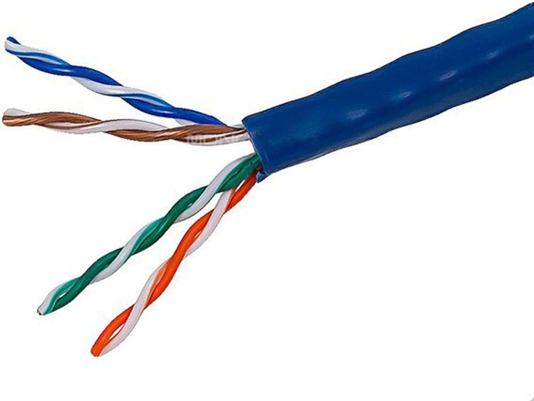 Cat5e Ethernet Bulk Cable, Solid, UTP, CMR, Pure Bare Copper, 24AWG, 500ft, Blue W8422