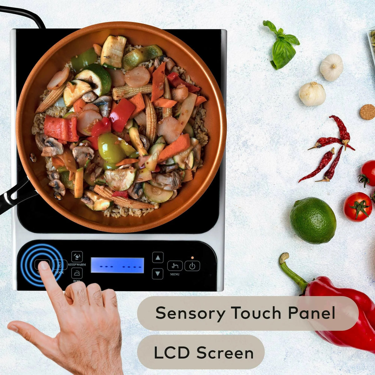 1800W Portable Induction Cooktop with Fry Pan D9340